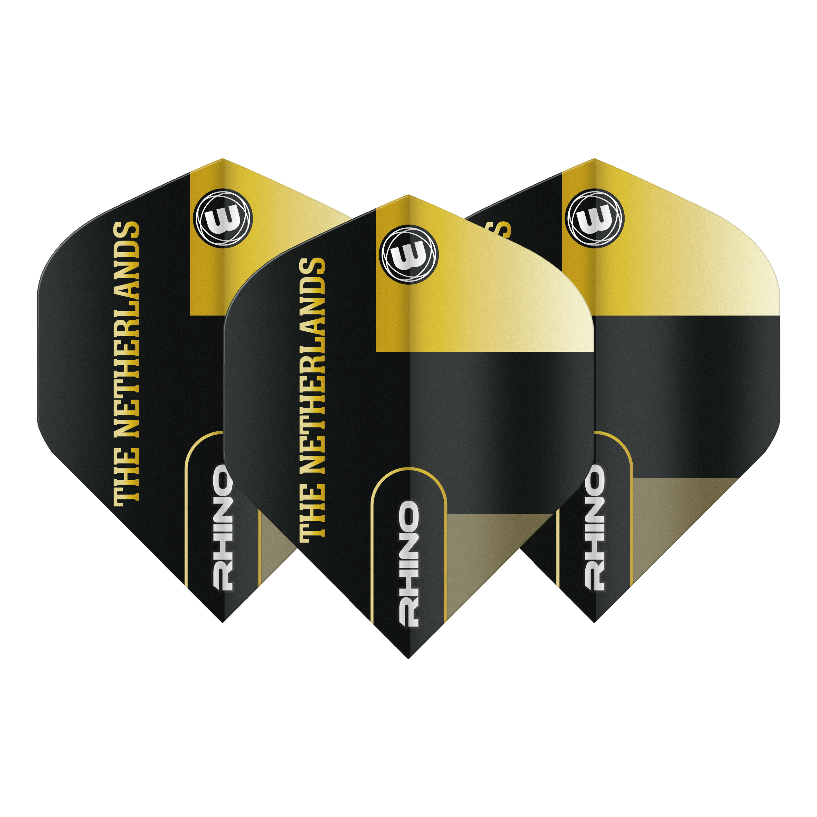 Click here to learn more about the Winmau Rhino Extra Thick Standard Netherlands Flag Black & Gold Flights.